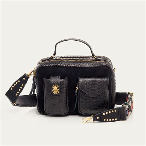 sac bandouliere python noir.